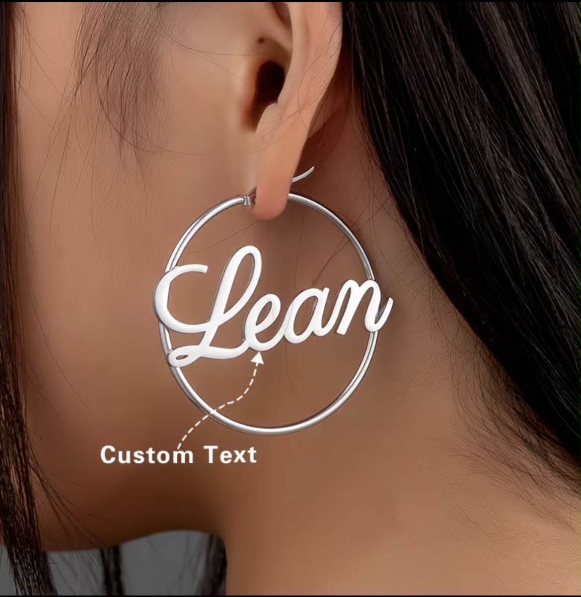 Customizable Golden Stainless Steel Name Hoop Earrings