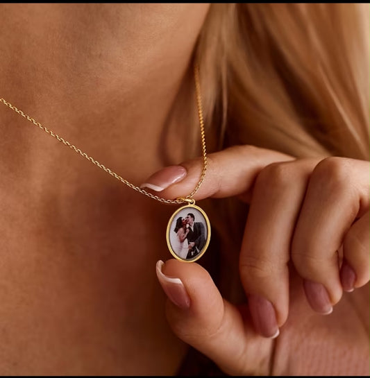 Custom Photo Necklace Personalized Stainless Steel Round Pendant