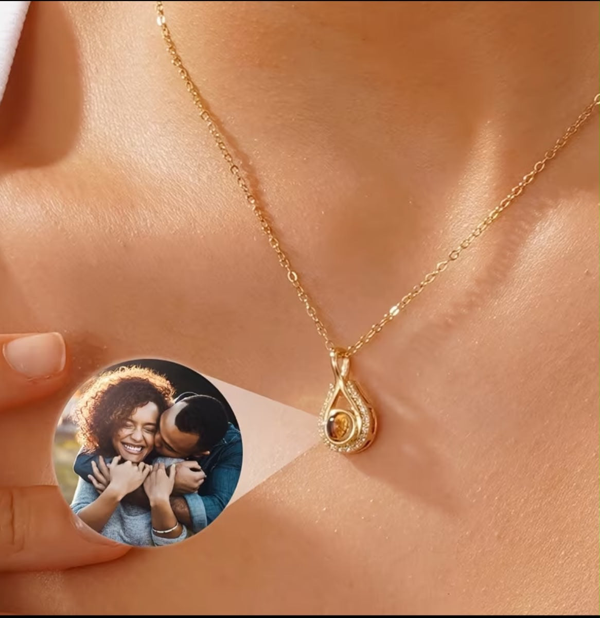 Personalized Photo Necklace with a Droplet-Shaped Pendant