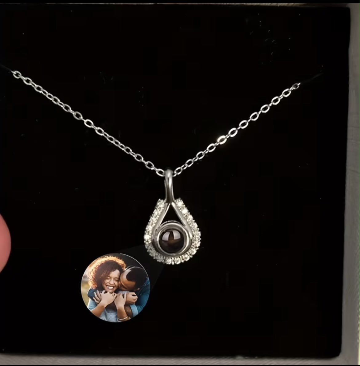 Personalized Photo Necklace with a Droplet-Shaped Pendant
