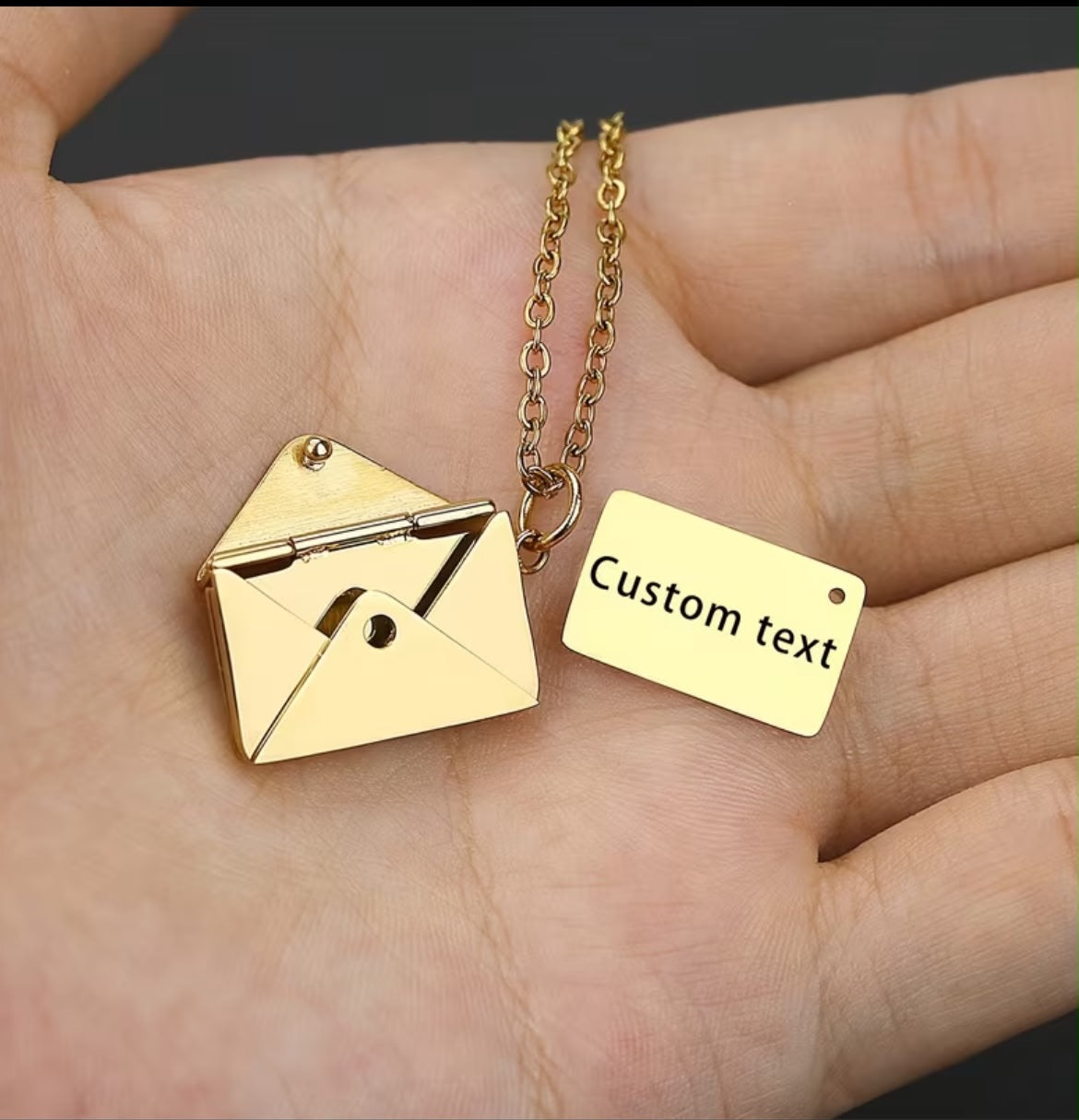 Personalized Name Envelope Necklace Custom Text