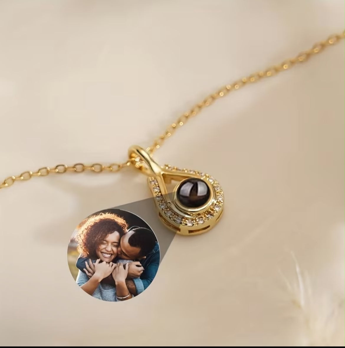 Personalized Photo Necklace with a Droplet-Shaped Pendant