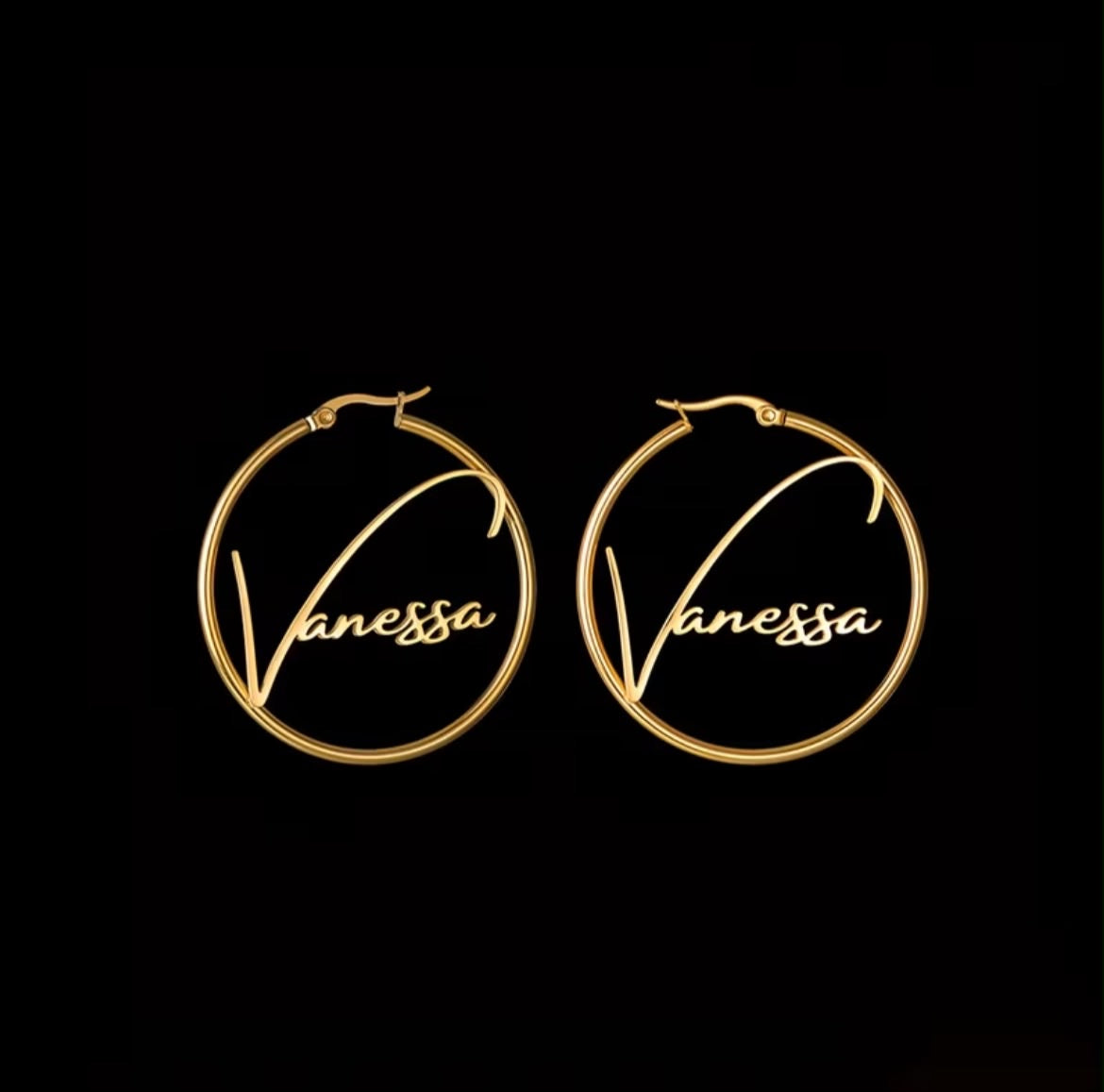 Fashion Custom Name Ear Circles, 1 Pair of 30Mm Custom Nameplate Earrings
