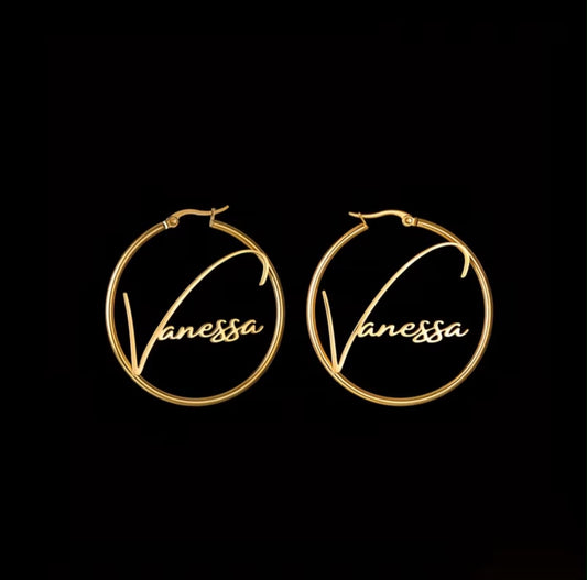 Fashion Custom Name Ear Circles, 1 Pair of 30Mm Custom Nameplate Earrings