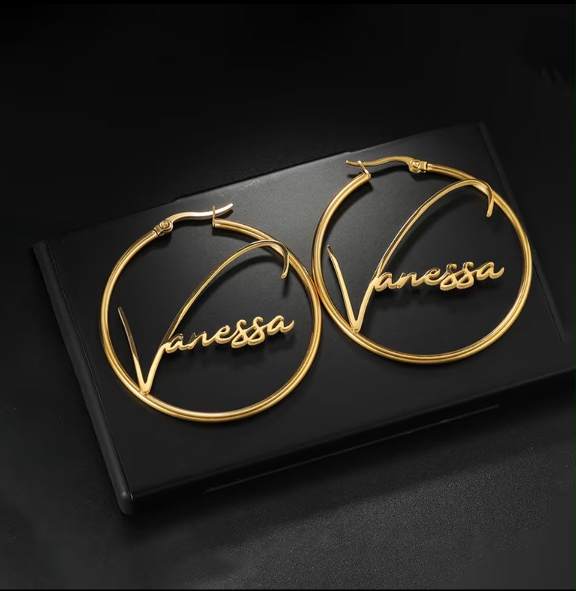Fashion Custom Name Ear Circles, 1 Pair of 30Mm Custom Nameplate Earrings