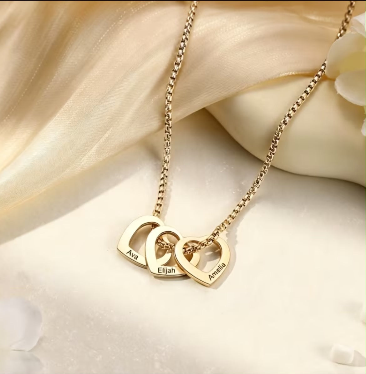 1pc Custom Name Necklace, Personalized Multi-Heart Pendant