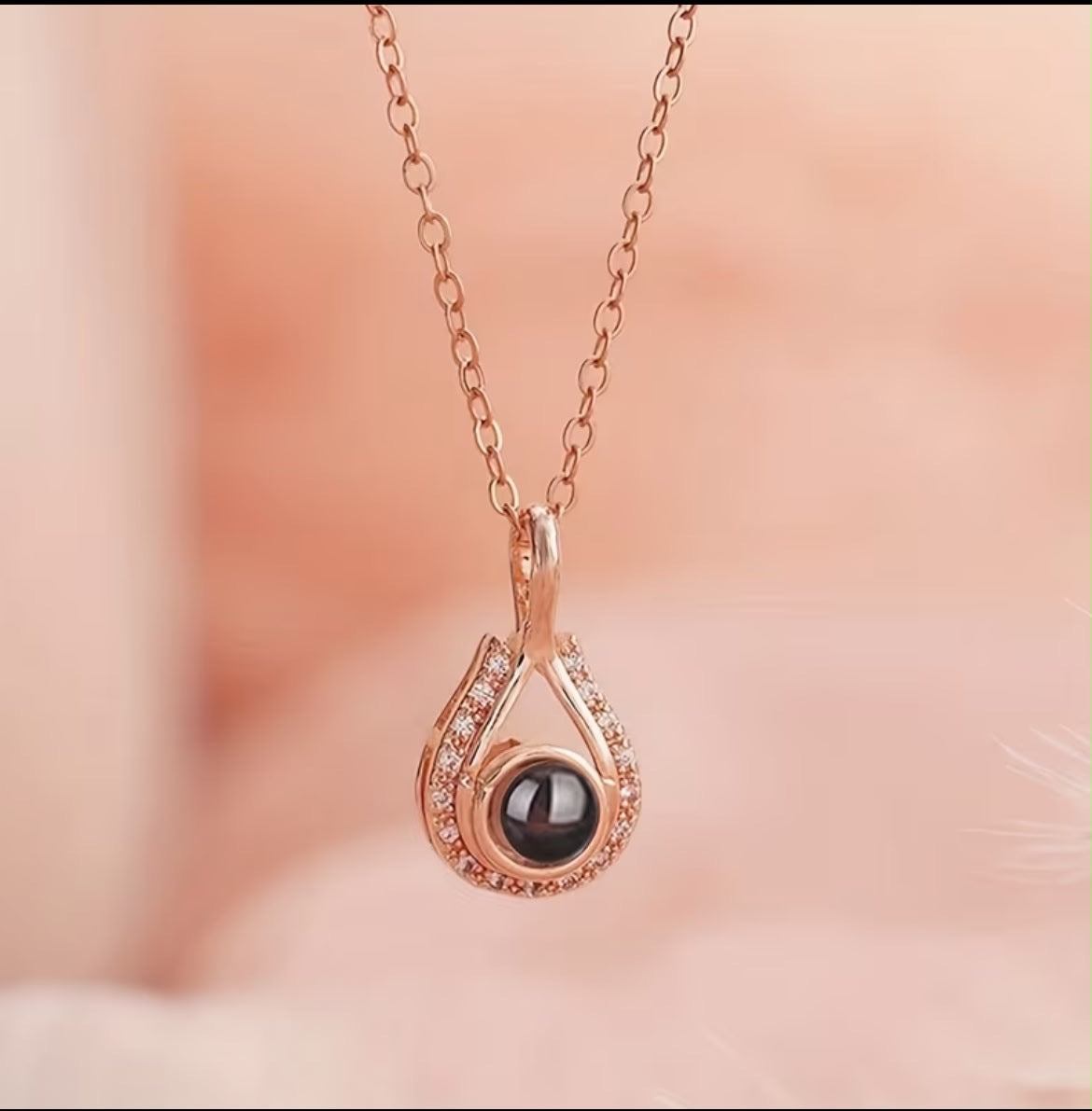 Personalized Photo Necklace with a Droplet-Shaped Pendant