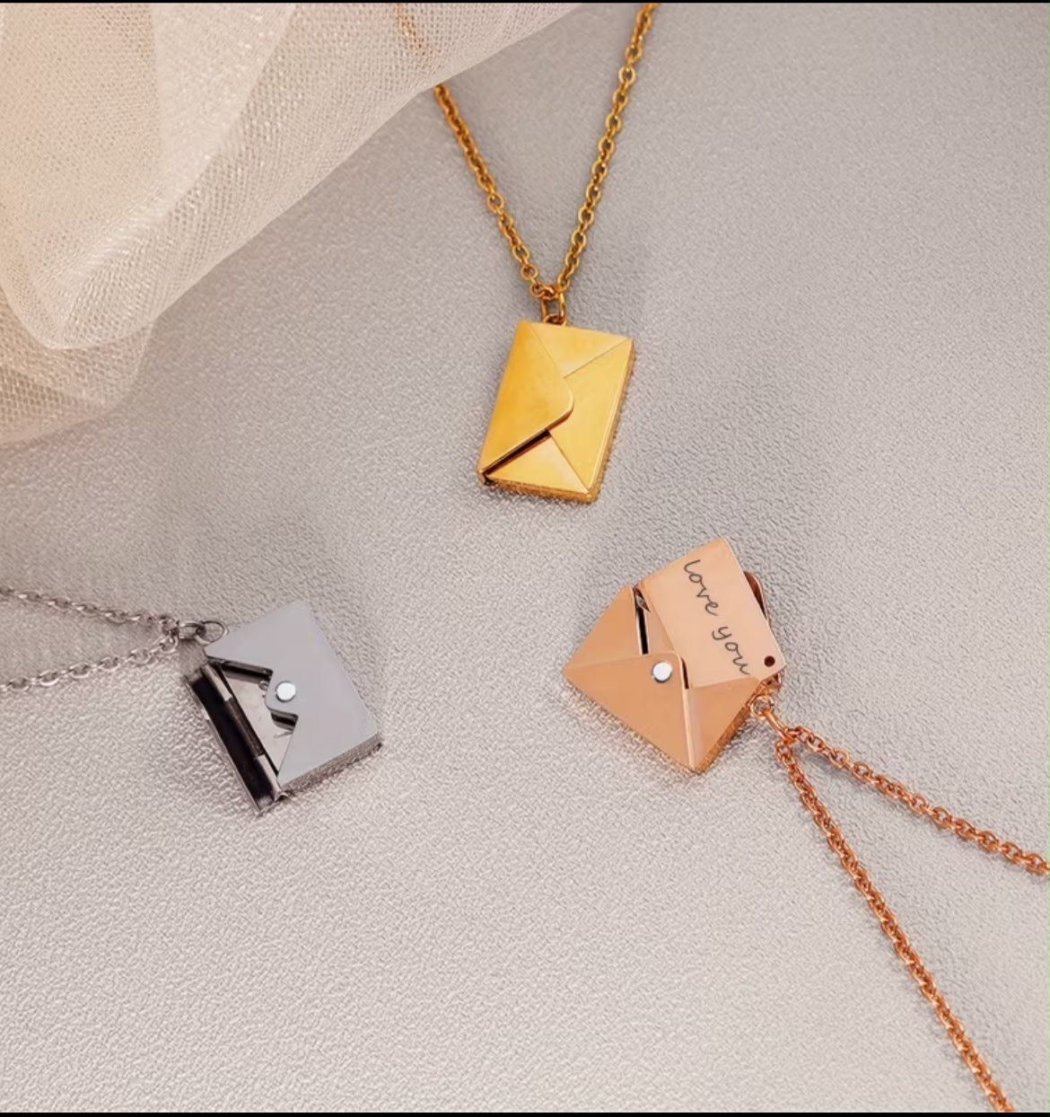 Personalized Name Envelope Necklace Custom Text