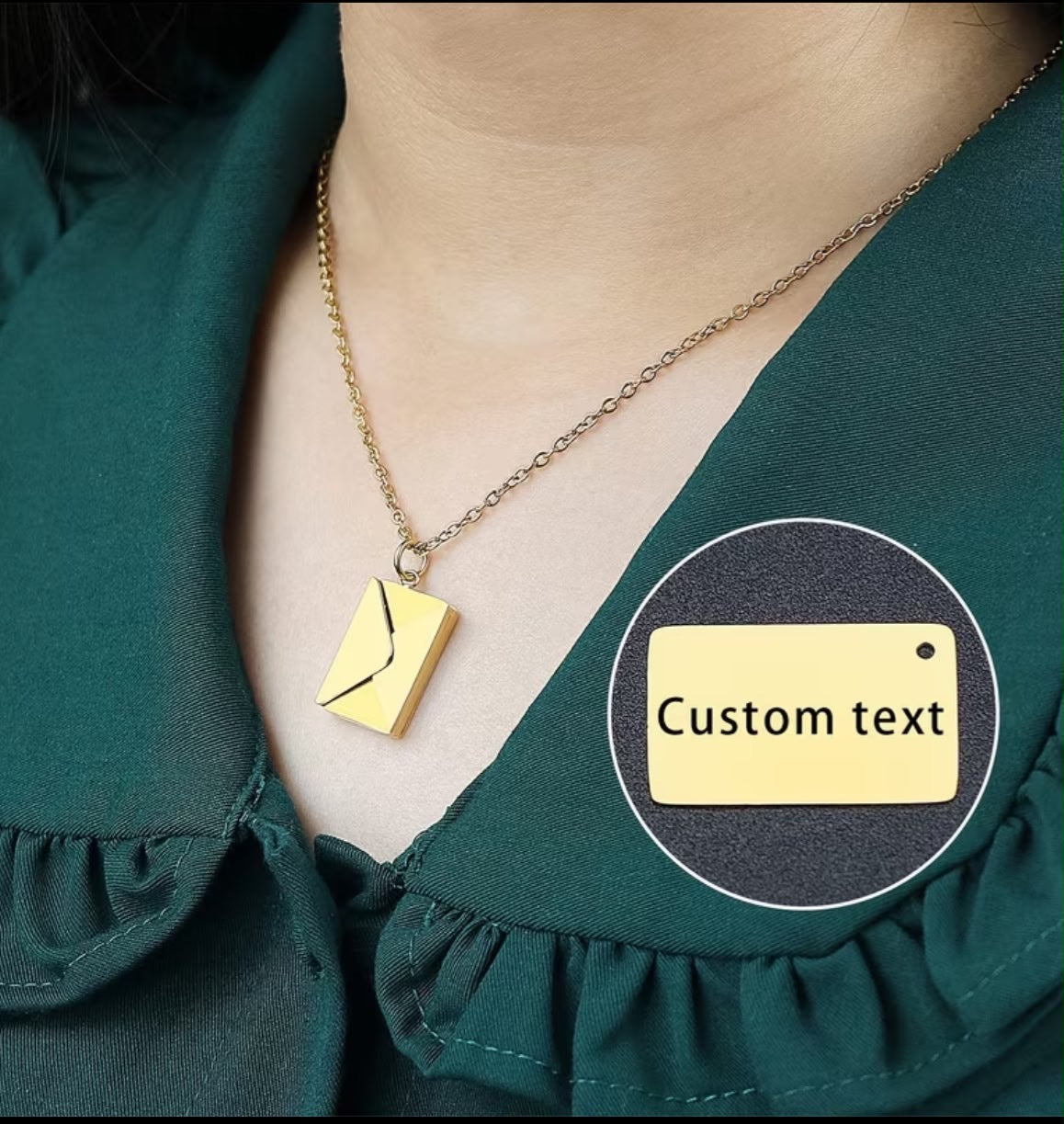 Personalized Name Envelope Necklace Custom Text