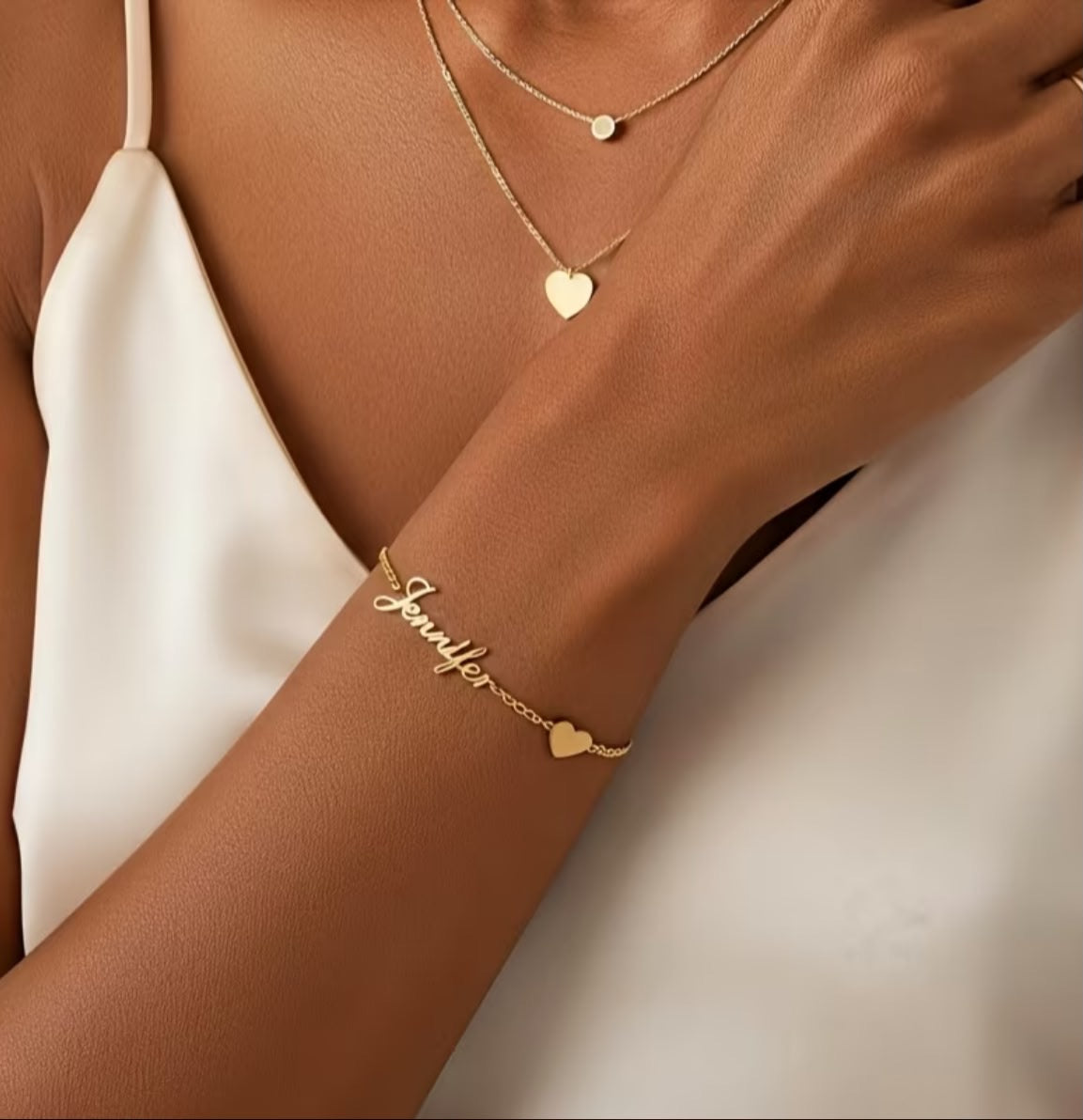 Custom Women's Personalized Name Heart-shaped Bracelet