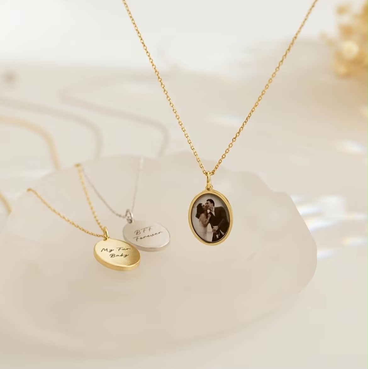 Custom Photo Necklace Personalized Stainless Steel Round Pendant
