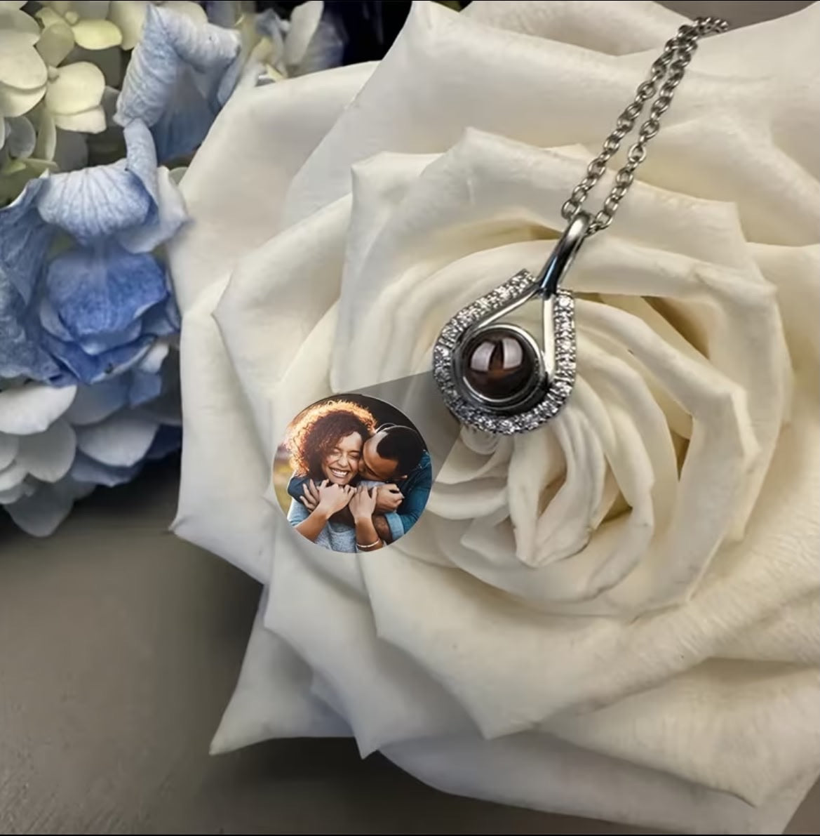 Personalized Photo Necklace with a Droplet-Shaped Pendant