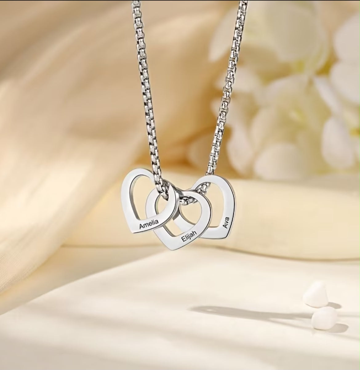 1pc Custom Name Necklace, Personalized Multi-Heart Pendant