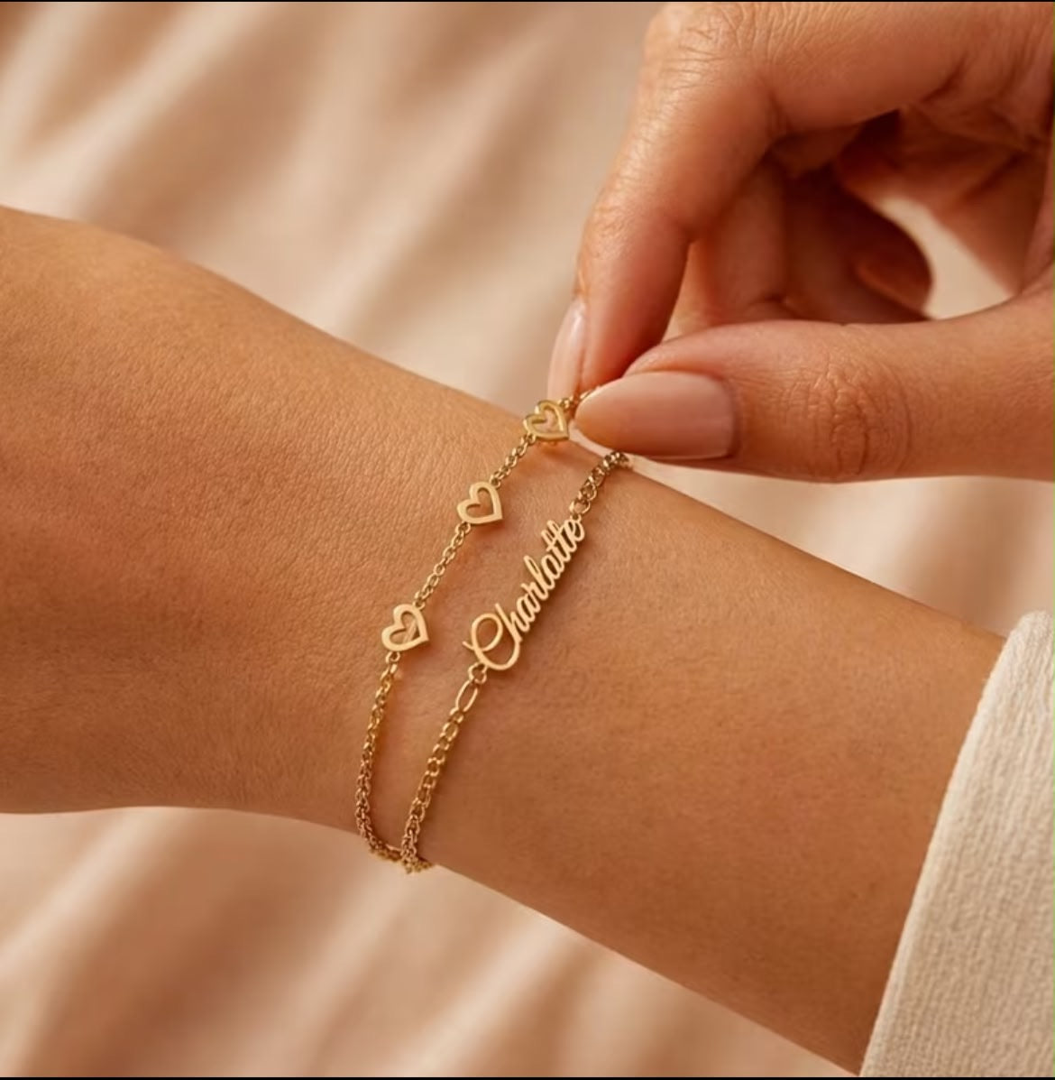 Custom Stainless Steel Double-Layer Name Bracelet