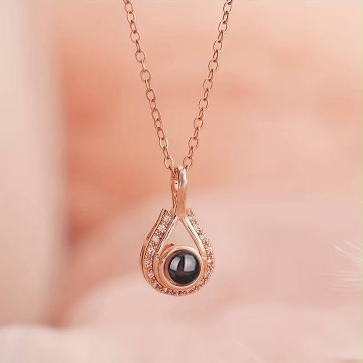 Personalized Photo Necklace with a Droplet-Shaped Pendant