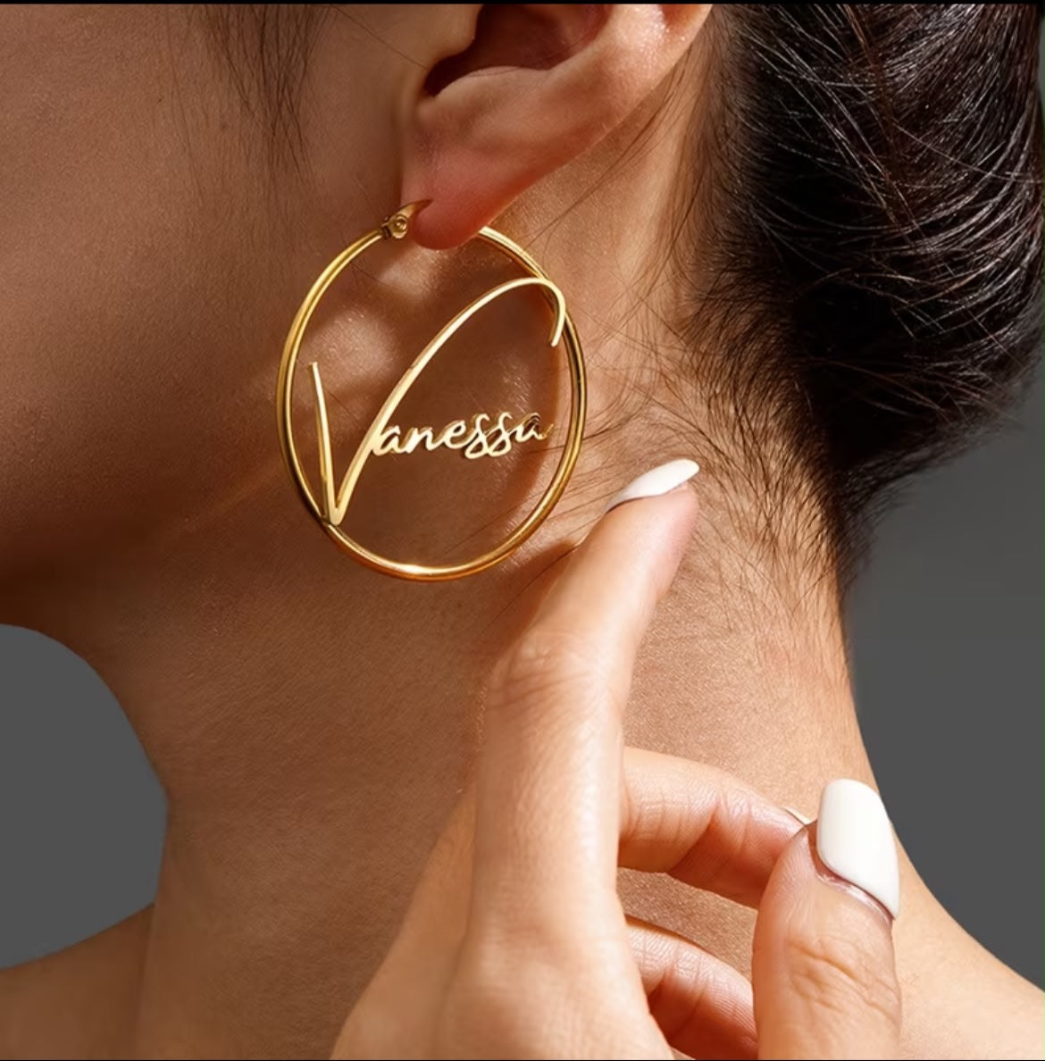 Fashion Custom Name Ear Circles, 1 Pair of 30Mm Custom Nameplate Earrings