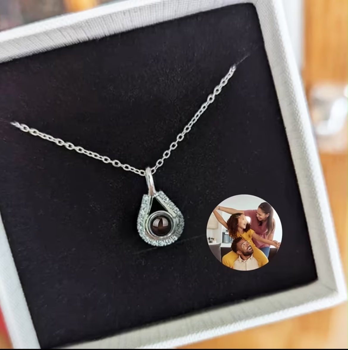 Personalized Photo Necklace with a Droplet-Shaped Pendant