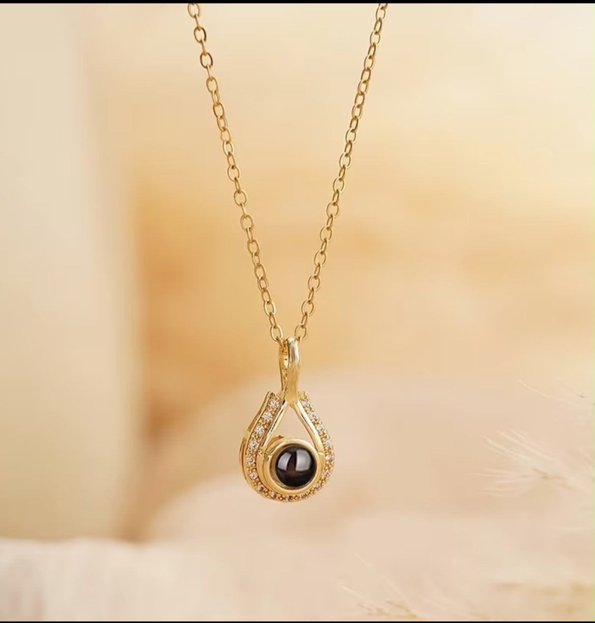 Personalized Photo Necklace with a Droplet-Shaped Pendant