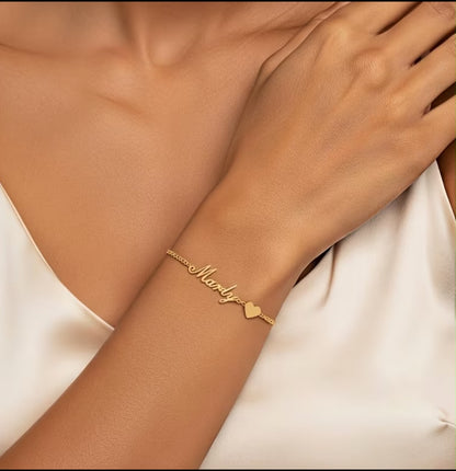 Custom Women's Personalized Name Heart-shaped Bracelet