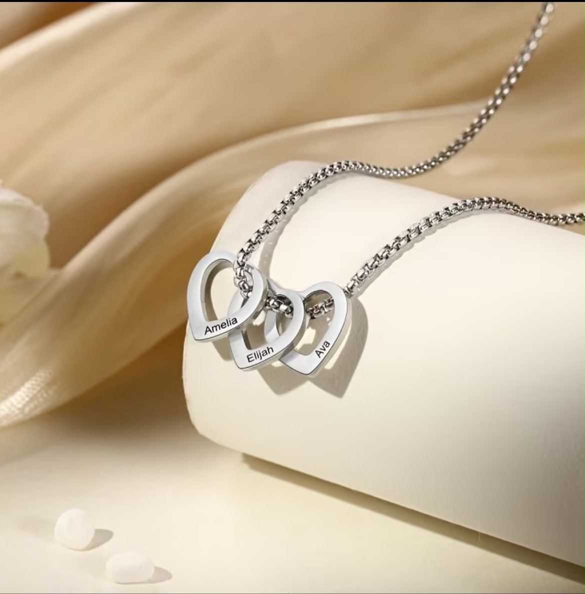 1pc Custom Name Necklace, Personalized Multi-Heart Pendant