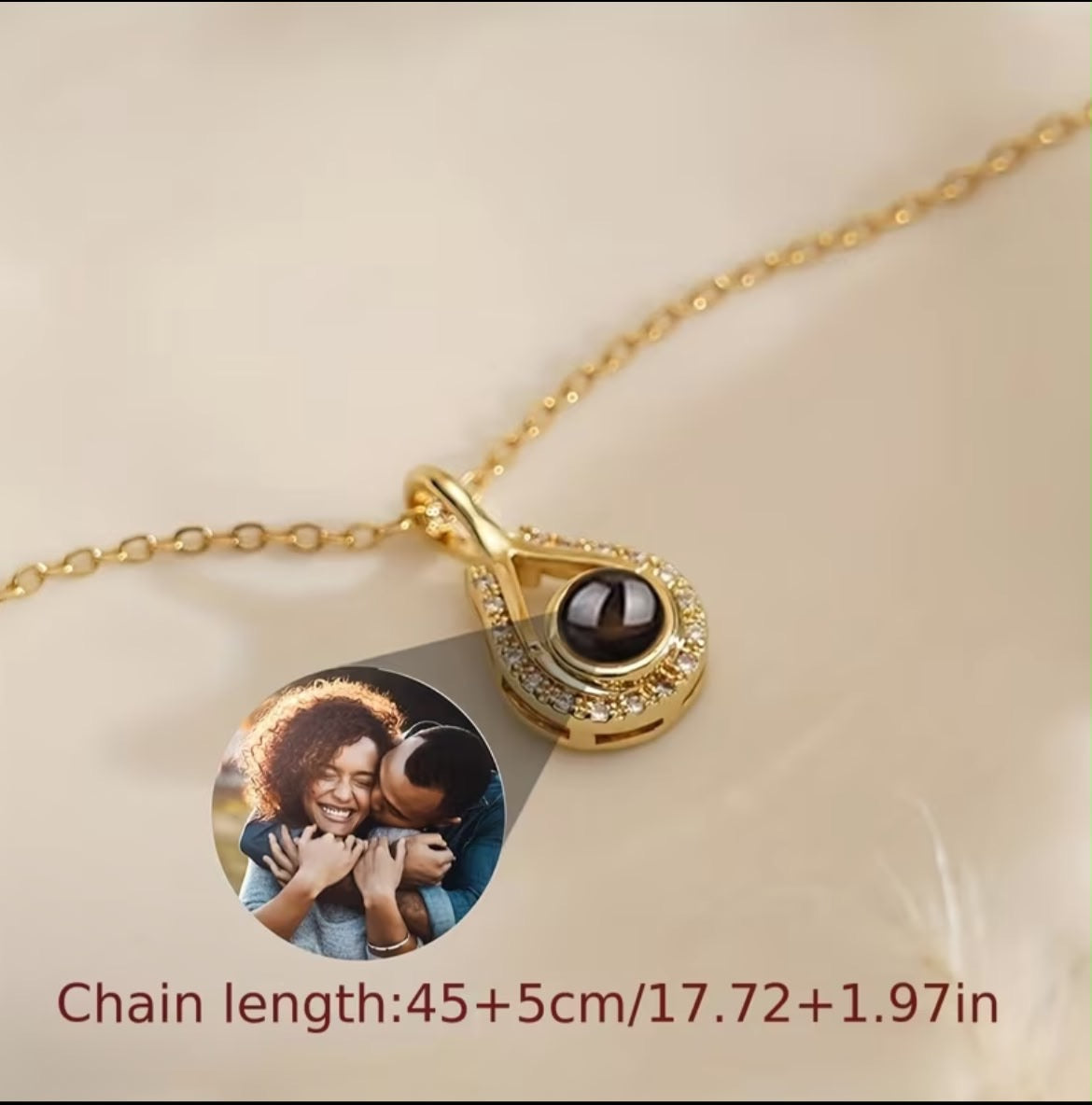 Personalized Photo Necklace with a Droplet-Shaped Pendant