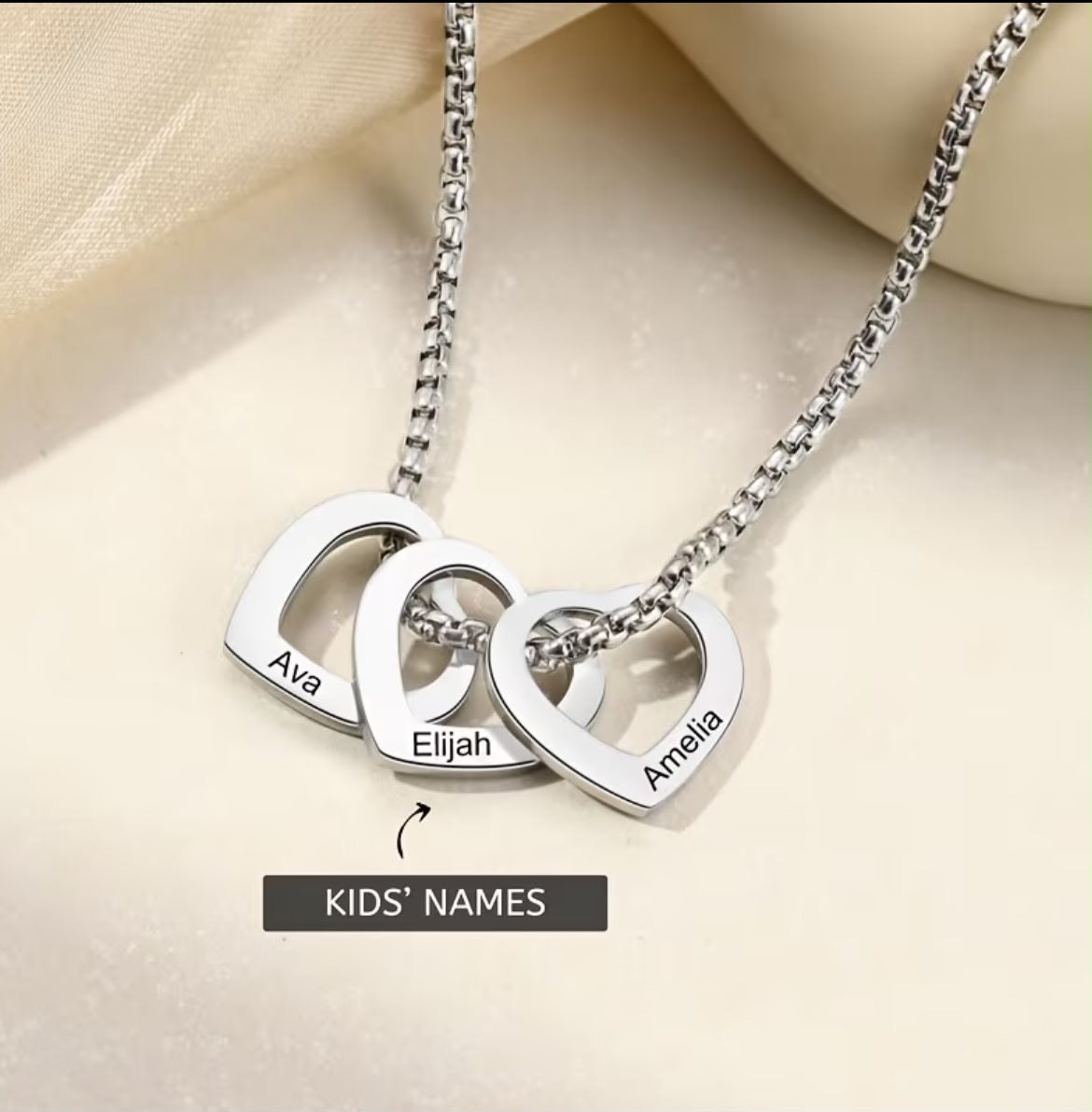 1pc Custom Name Necklace, Personalized Multi-Heart Pendant