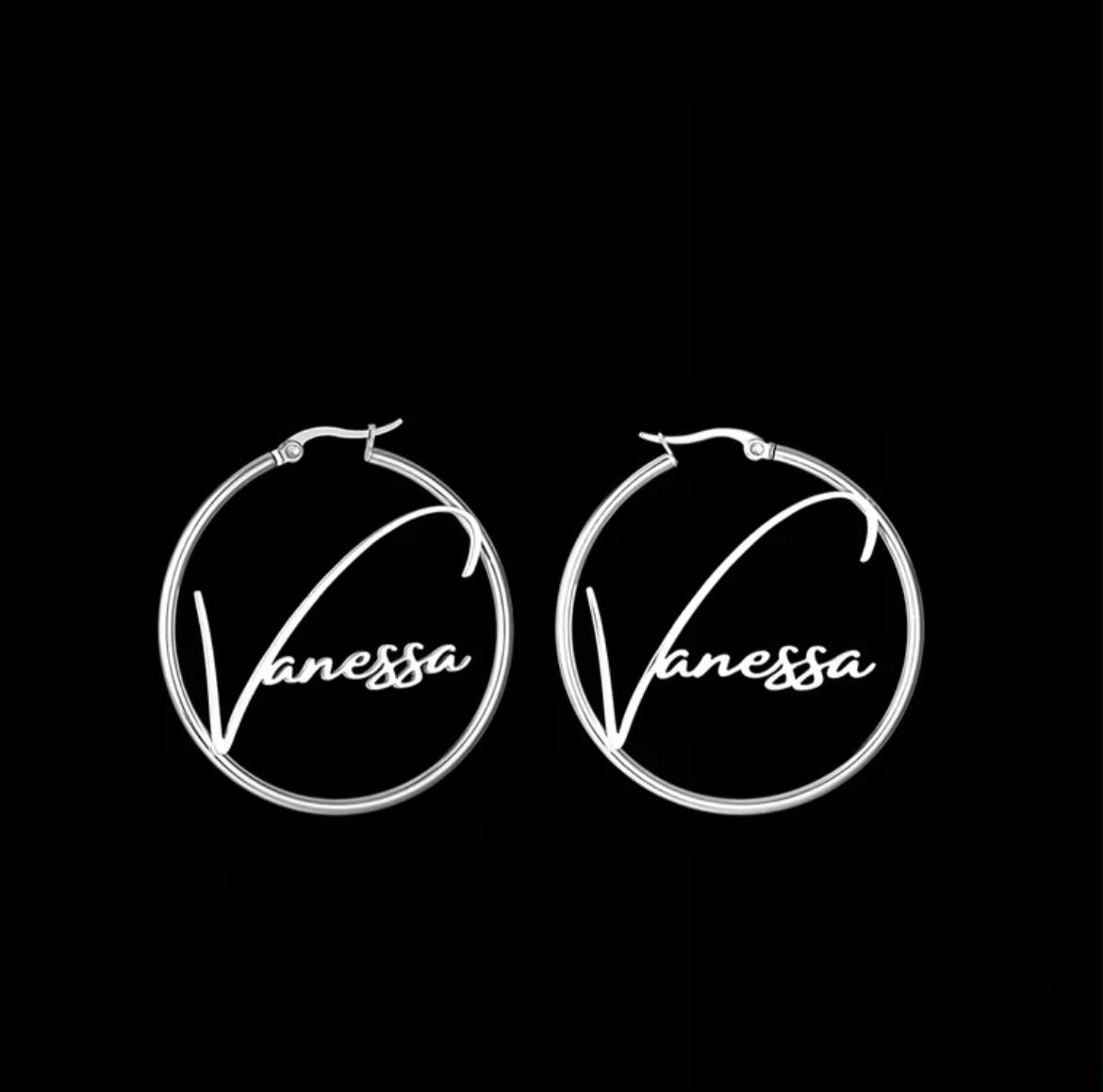 Fashion Custom Name Ear Circles, 1 Pair of 30Mm Custom Nameplate Earrings