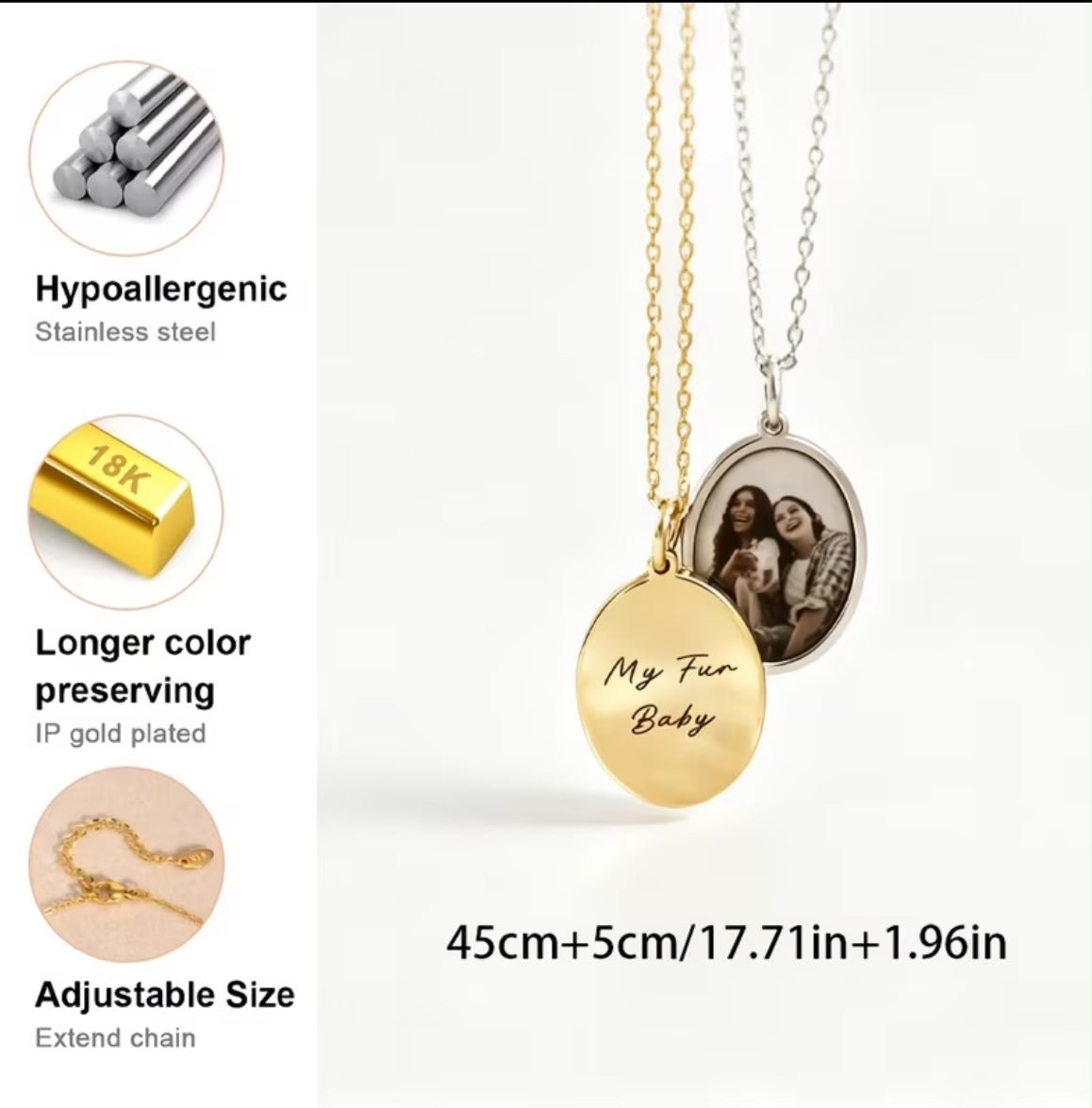 Custom Photo Necklace Personalized Stainless Steel Round Pendant